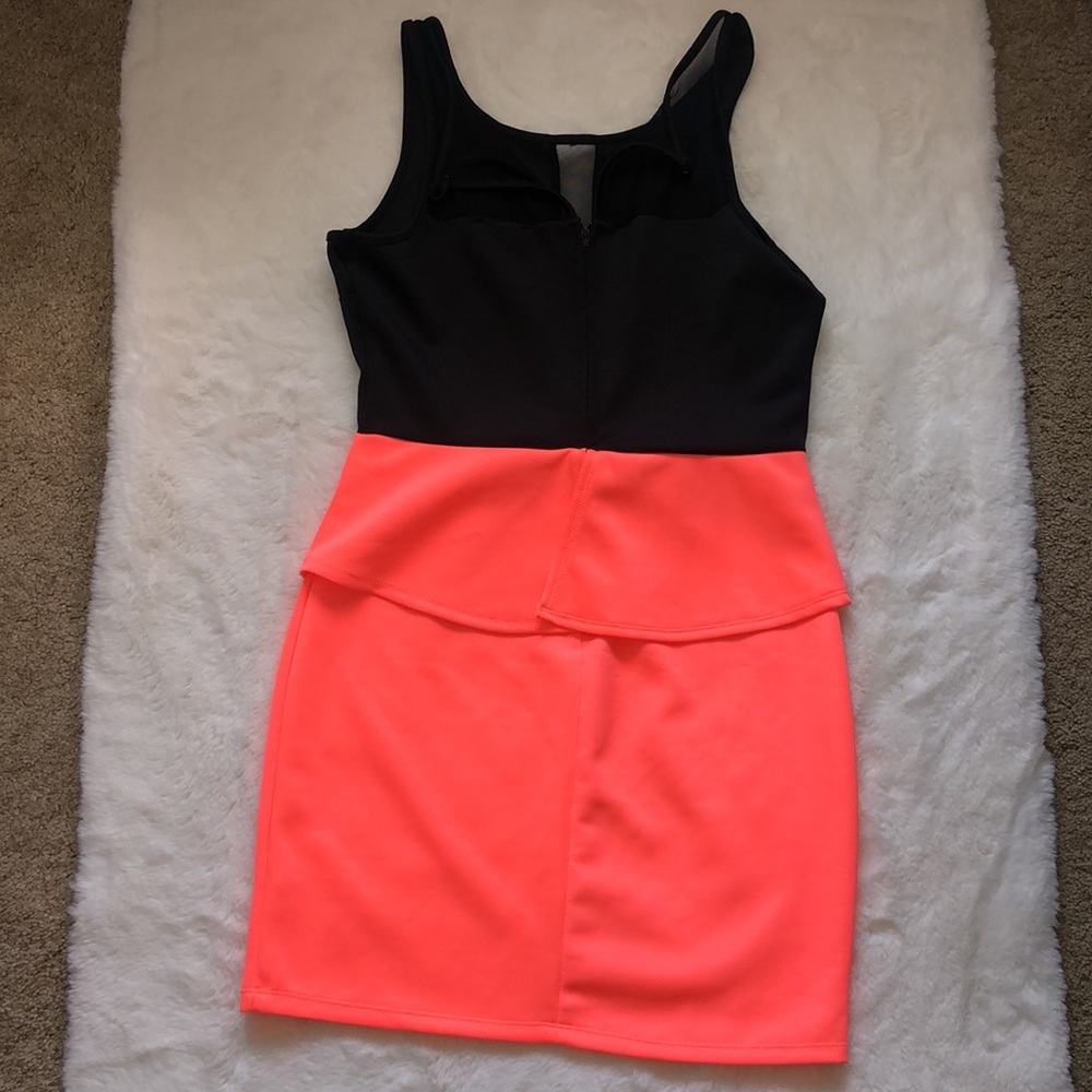 Charlotte Russe black and neon orange peplum dress - Picture 4 of 6